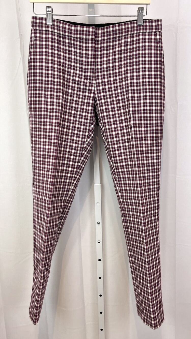 BURBERRY Hanover Plaid Trousers Straight Pants Cotton Blend Purple Red Size 6